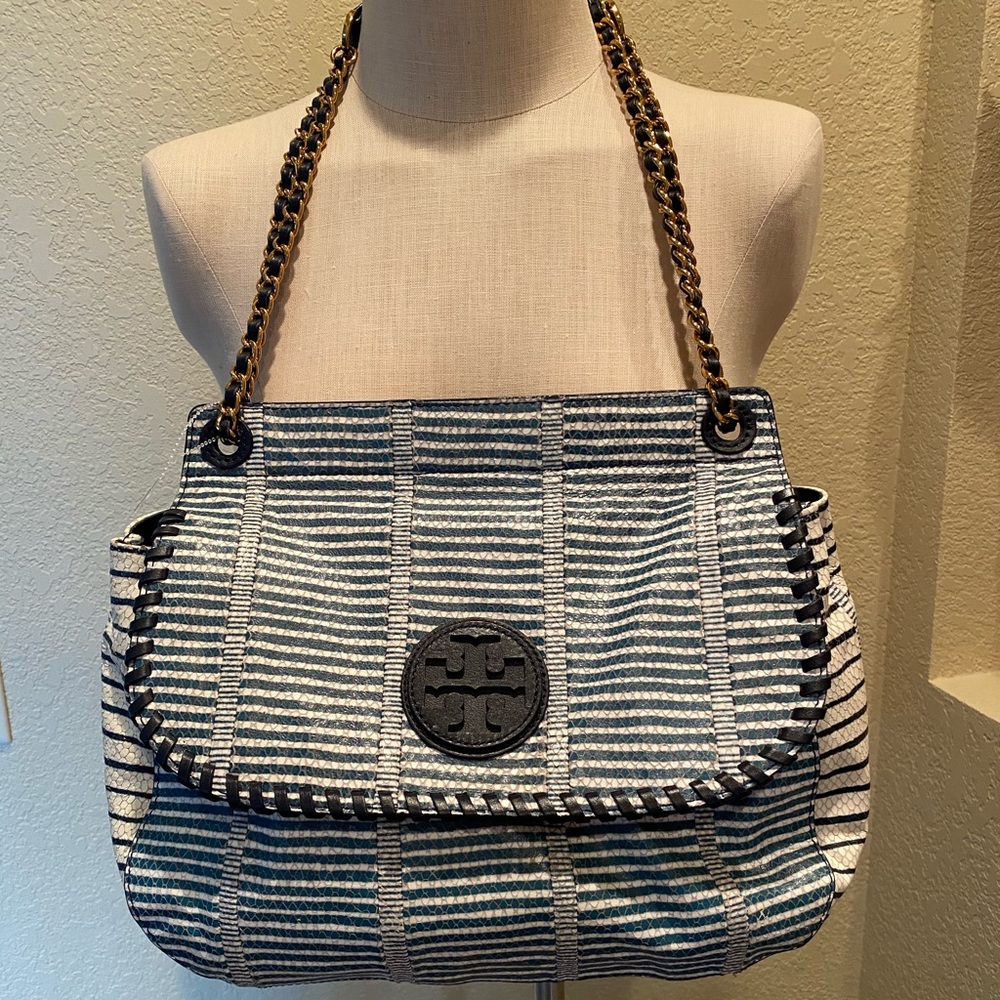 Tory Burch Marion Embossed Python Leather Bag - image 1